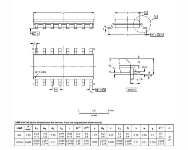 آی‌سی شیفت‌رجیستر 74HC595 پکیج SMD - تصویر 3